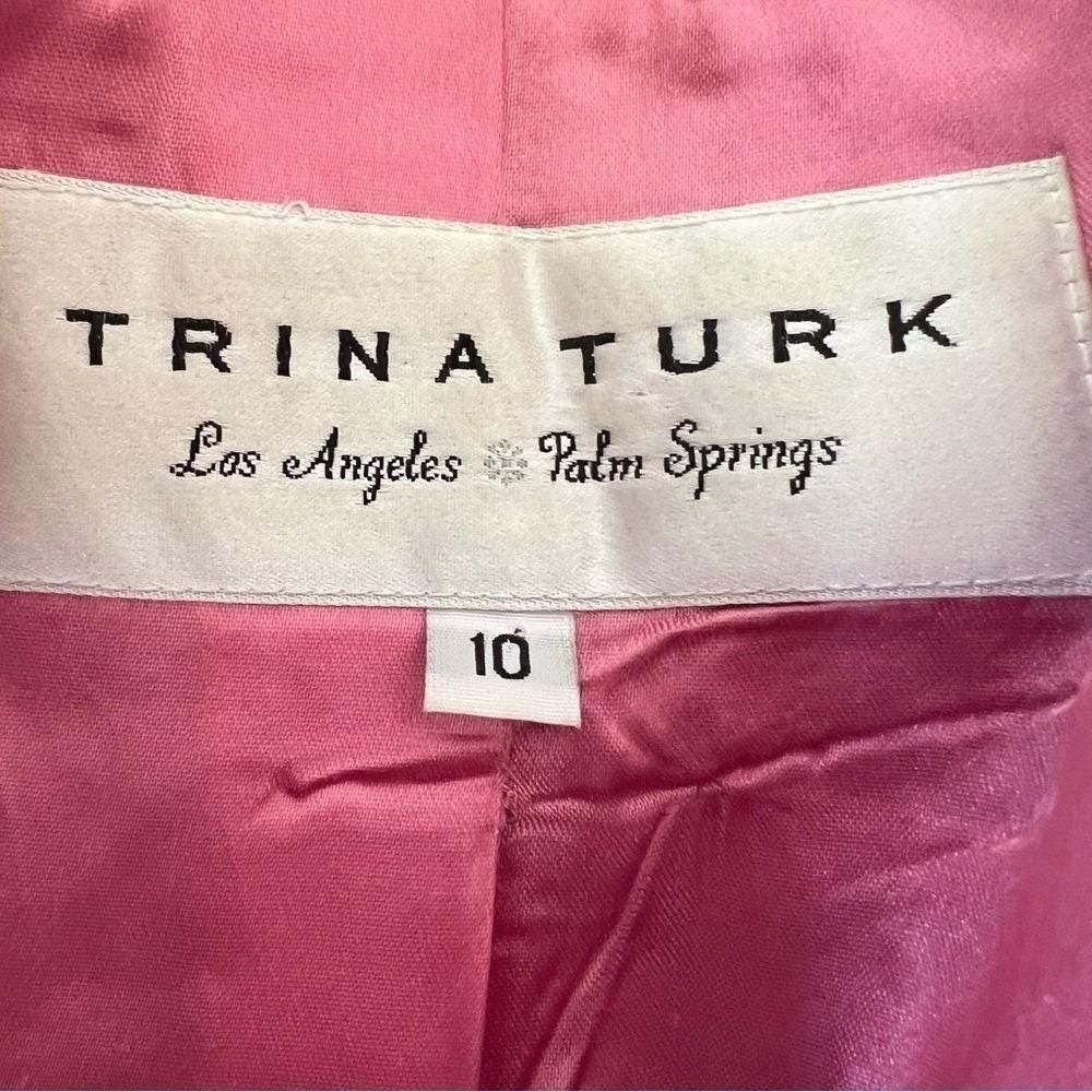 Trina Turk Tweed Wool Coat Faux Fur Collar Tailored Jacket Vintage Size 10 - Picture 6 of 12